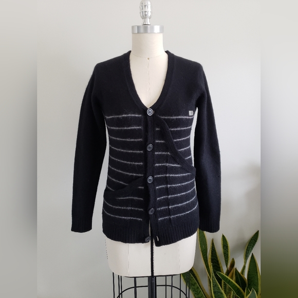 NOBIS Lambswool and Angora Cardigan with Asymmetrical Pockets - Picture 2 of 8